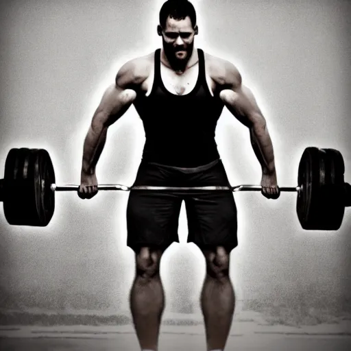 Image similar to a man lifting weights, sport, epic, motivational