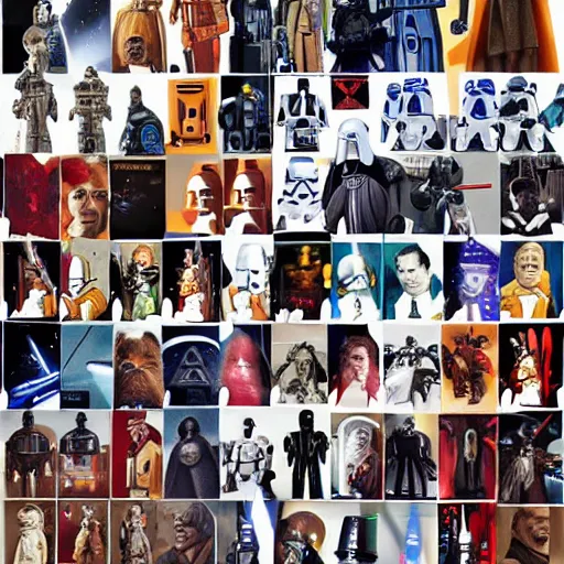 Image similar to All Star Wars Characters standing together for a group photo