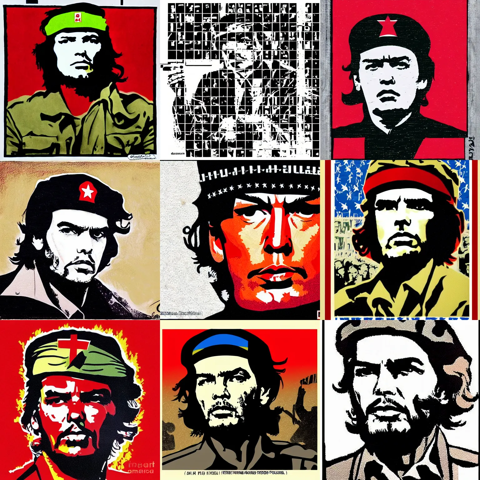 Prompt: guerrillero heroico, donald trump as the socialist revolutionary che guevara, iconic digit art by jim fitzpatrick