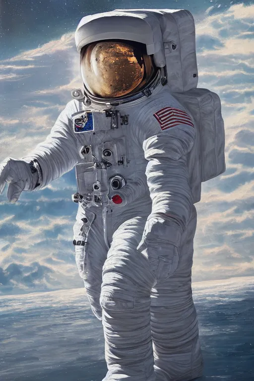 Image similar to astronaut suit in the shape of a whale, oil on canvas, intricate, 8 k highly professionally detailed, hdr, cgsociety