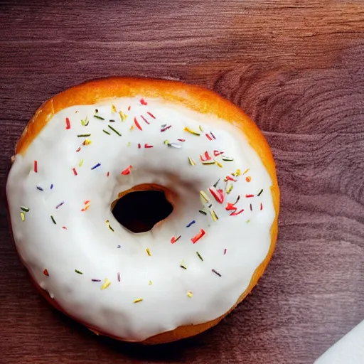 Prompt: high resolution photo of a slimy donut, michelin star, very tasty, food photography, instagram, trending