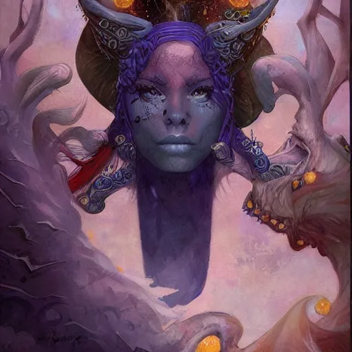 Prompt: portrait of princess of the dreamlands and moon beast, beautiful! coherent! by brom, deep colors, strong lines, rule of thirds