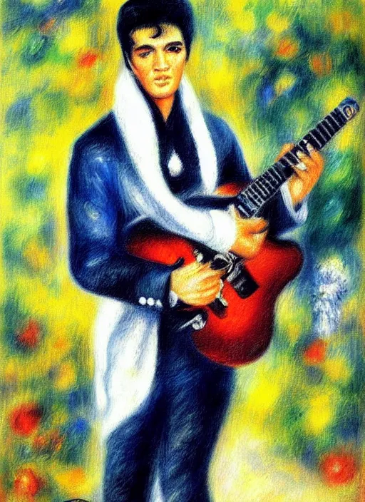 Image similar to oil painting of elvis presley by renoir