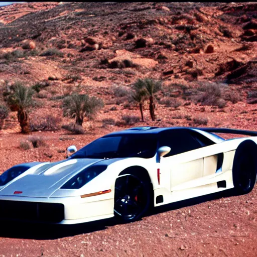 Image similar to a saleen s 7, in the desert, film still, panavision panaflex