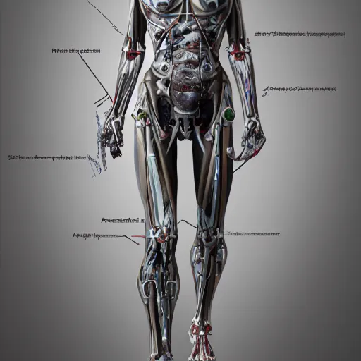 Image similar to map of the cyborg body, biomechanics, award-winning, trending on artstation, photorealistic