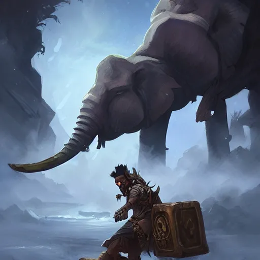 Image similar to an olifant, epic fantasy style, in the style of Greg Rutkowski, hearthstone artwork