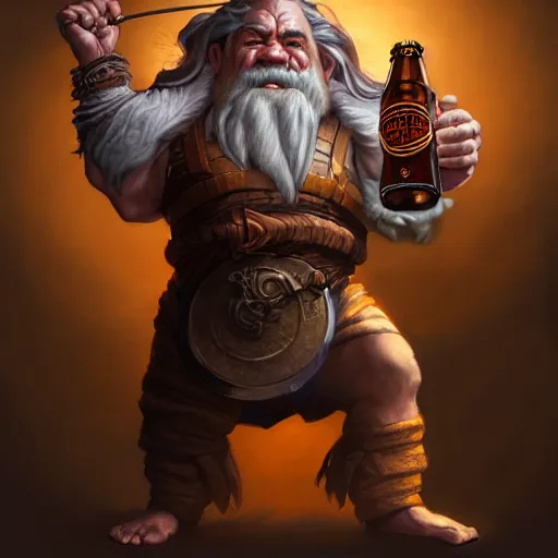 Prompt: an epic full body drawing of dwarf god of beer by stanley artgerm lau, diego gisbert llorens, mark brooks, charlie bowater, greg rutkowski, xiang duan, thomas eakes, beer, very detailed face, insanely detailed and intricate, vivid and vibrant, beer, highly detailed, beer, cinematic lighting, concept art, artstation