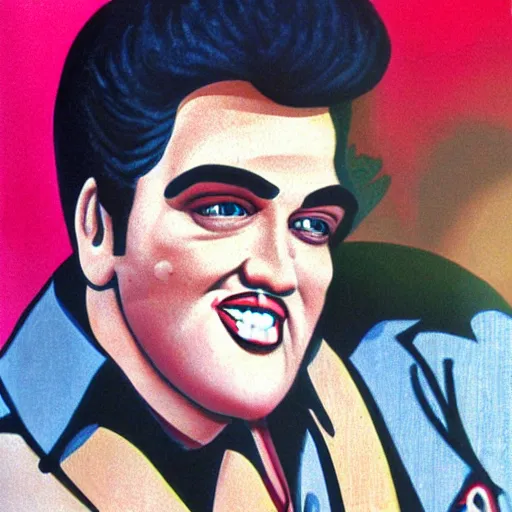 Prompt: caricature of elvis presley, style of archille superbi