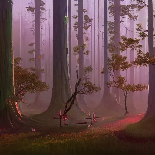 Image similar to A magical forest by Simon Stålenhag