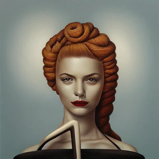 Image similar to skeuomorphic, detailed painting, behance contest winner, an ultrafine detailed painting by rafal olbinski, pop surrealism, a painting of a woman, minimalist, airbrush art, very detailed