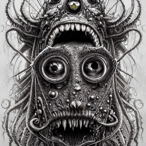 Image similar to portrait of SpongeBob as a large Lovecraftian monster, fantasy, intricate, elegant, highly detailed, digital painting, artstation, concept art, smooth, sharp focus, illustration, art by artgerm and greg rutkowski