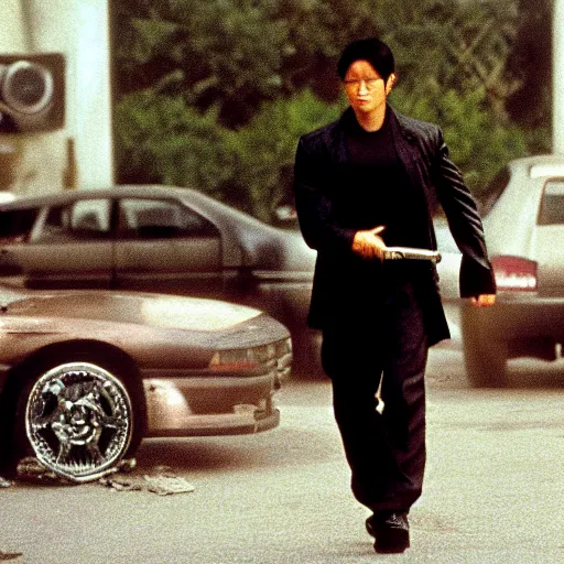 Image similar to film still of Sung Kang as neo in The Matrix (1999)