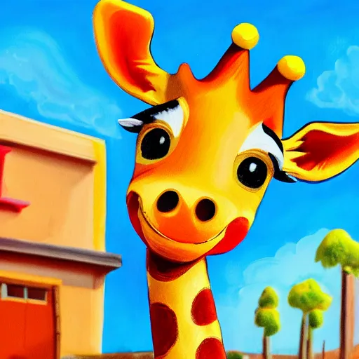 Prompt: Geoffrey the giraffe Toys”R”Us mascot, dynamic lighting, cinematic, establishing shot, extremely high detail, shining, photo realistic, cinematic lighting, intricate line drawings, 8k resolution, oil painting on canvas