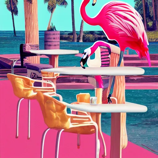 Image similar to the flamingo cafe by william maranci, plunderphonic collage album cover artstation behance hd unsplash contest winner