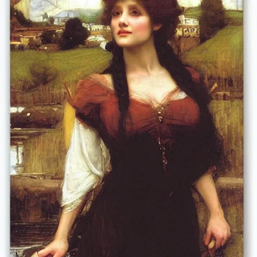 Prompt: dolly parton as the lady of shallot by john william waterhouse