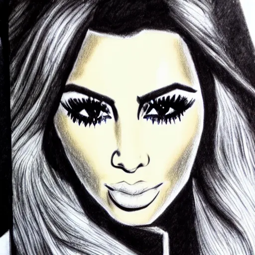 Prompt: rock and rule style drawing of kim kardashian