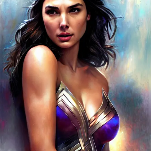 Image similar to gal gadot in the style of stefan kostic, realistic, full body, sharp focus, 8 k high definition, insanely detailed, intricate, elegant, art by stanley lau and artgerm