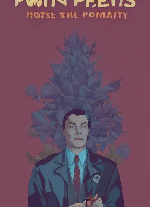 Prompt: Twin Peaks book cover movie poster artwork by Tomer Hanuka, Rendering a blue rose full of details, Michael Whelan, Patryk Hardziej, Makoto Shinkai and thomas kinkade, by Gregory Crewdson, Matte painting, trending on artstation and unreal engine