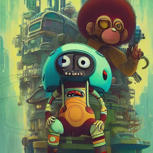 Prompt: cheburashka futurama cyberpunk portrait by gaston bussierre and charles vess and james jean and erik jones and rhads, inspired by rick and morty, epic, funny, huge scale, beautiful fine face features, intricate high details, sharp, ultradetailed