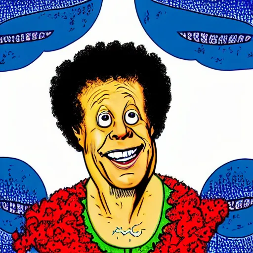 Image similar to “portrait of Richard Simmons in the style of Robert crumb”