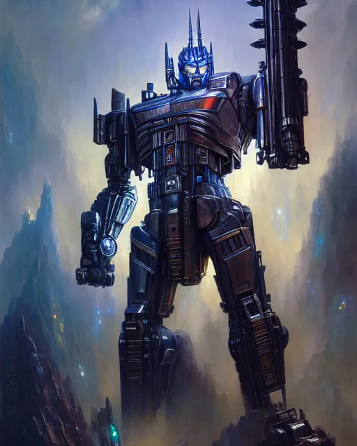 Prompt: optimus prime fantasy character portrait, ultra realistic, wide angle, intricate details, blade runner artifacts, highly detailed by peter mohrbacher, boris vallejo, hajime sorayama aaron horkey, gaston bussiere, craig mullins