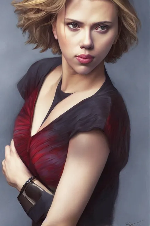 Prompt: scarlett johansson in the style of stefan kostic, realistic, full body, sharp focus, 8 k high definition, insanely detailed, intricate, elegant, art by stanley lau and artgerm