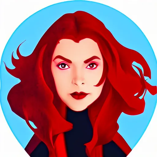 Image similar to scarlet witch, digital art, icon, svg