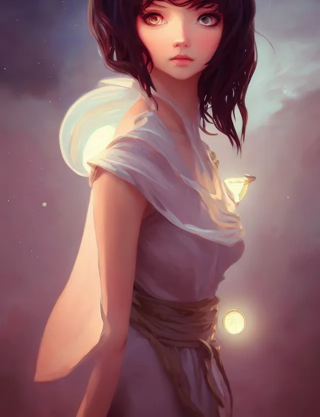 Image similar to ilya kuvshinov's photography, wonderful eyes, gentle hands, serene, dreamy, moonlight, deep focus, d & d, fantasy, complex, elegant, highly detailed, digital painting, artstation, concept art, matte, clear focus, illustration, hearthstone, artgerm art, greg rutkovsky and alphonse mucha