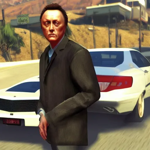 Image similar to Christopher Walken in GTA V, cover art by Stephen Bliss, artstation