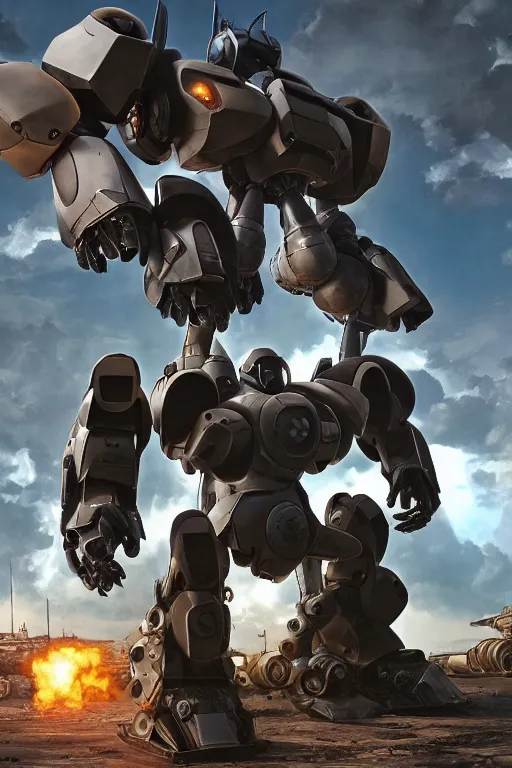 Image similar to mechwarrior 5 : mercenaries mech megaman transformer robot boss tank engine game octane render, 4 k, hd 2 0 2 2 3 d cgi rtx hdr style chrome reflexion glow fanart, global illumination ray tracing hdr fanart arstation by ian pesty by jesper ejsing pixar and disney unreal zbrush central hardmesh