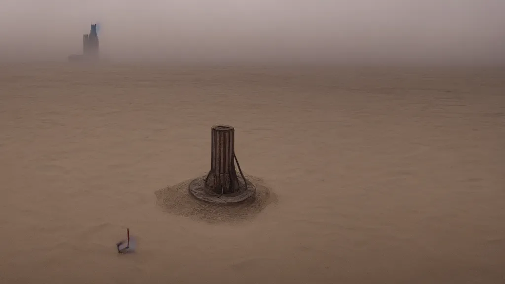 Image similar to patrick j. jones. rutkowski. the last tower. sand. lonely. 3 8 4 0 x 2 1 6 0