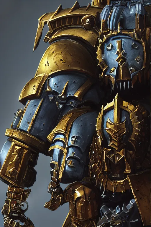 Image similar to armor portrait heros warhammer 4 0 k horus heresy fanart - the primarchs emperor by johannes helgeson animated with vfx concept artist & illustrator global illumination ray tracing hdr fanart arstation zbrush central hardmesh 8 k octane renderer comics stylized