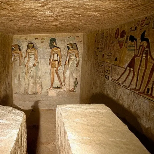 Image similar to imagine being the first explorer to enter an ancient egyptian tomb. describe what happens, how you feel and what treasures you find.