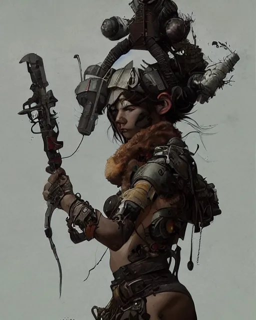 Prompt: hyper realistic photo of postapocalyptic nomad cyborg warrior geisha, full body, cinematic, artstation, cgsociety, greg rutkowski, james gurney, mignola, craig mullins, brom, ghibli, mucha