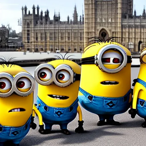 Prompt: minions takes over parliament