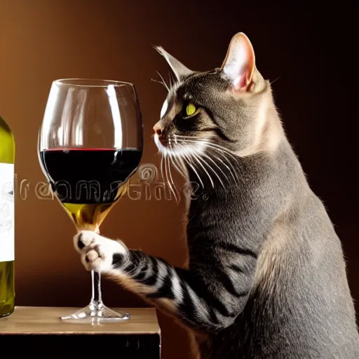 Image similar to a cat drinking wine, stock photo