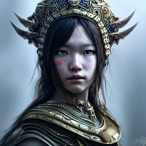 Image similar to beautiful extremely detailed intricate concept art depicting a warrior by wlop. shining jewelry. bcy. net