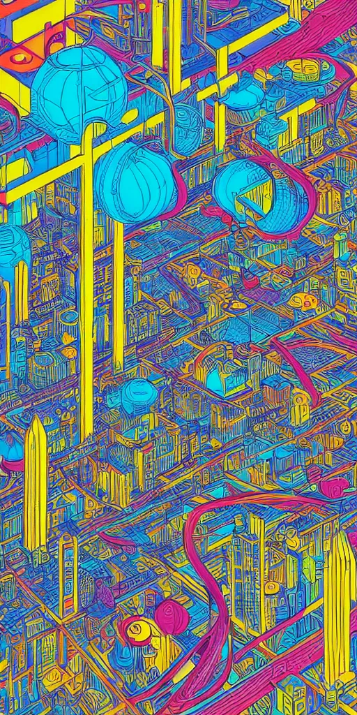 Image similar to san francisco, ultrafine detailed illustration by james jean, intricate linework, bright colors, behance contest winner, vanitas, angular, altermodern, unreal engine 5 highly rendered, global illumination, radiant light, detailed and intricate environment