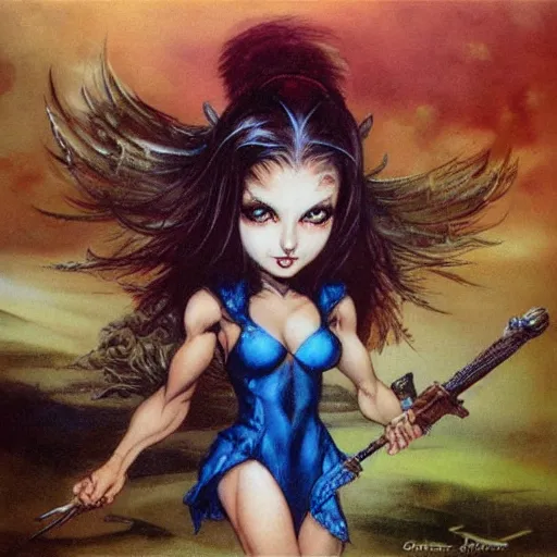 Prompt: “ original chibi bunny girl boris vallejo, julie bell, luis royo, frank frazetta ”