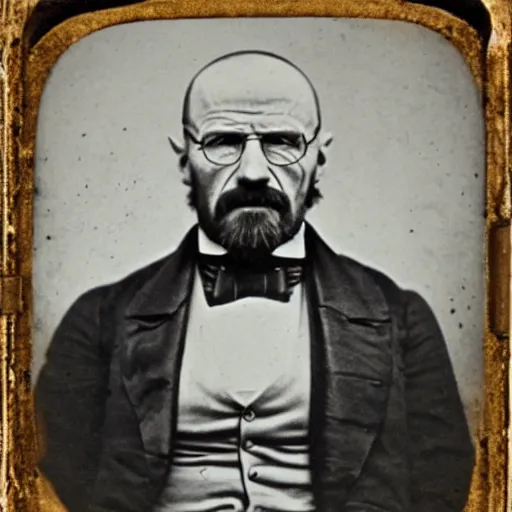 Prompt: A daguerreotype of Walter White circa 1852