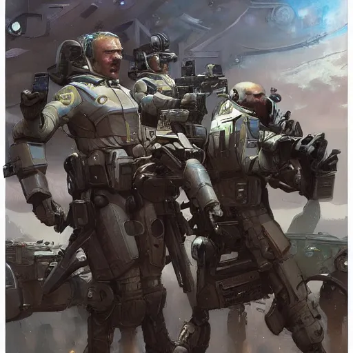 Prompt: tactical scifi team, by jon foster