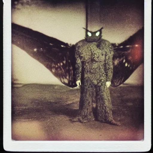 Image similar to real Polaroid photo of Mothman