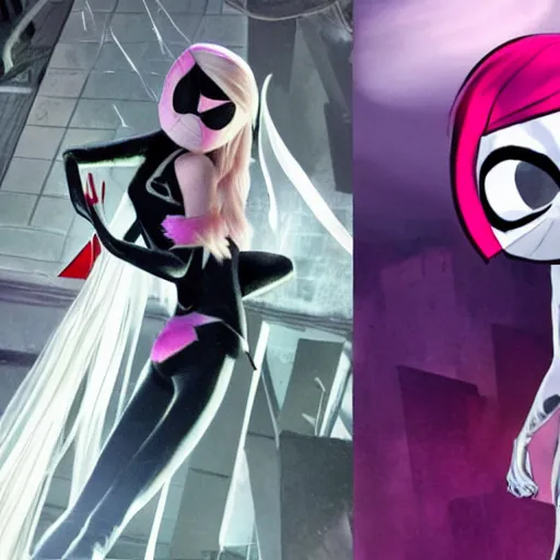 Image similar to Emma Stone as Ghost-Spider/Gwen Stacey in the Marvel Cinematic Universe, Spider-Gwen