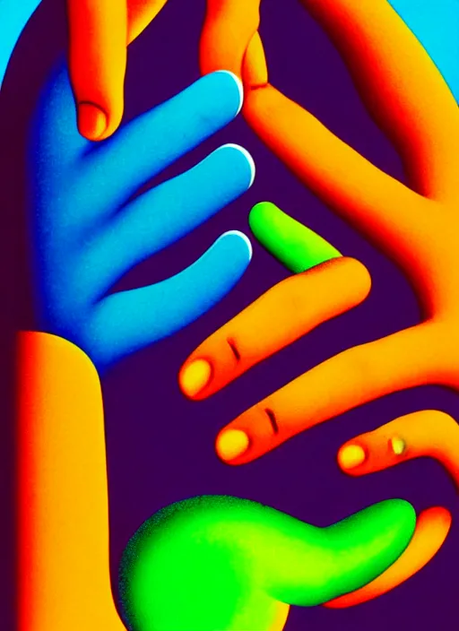 Image similar to closeup of a hand balancing shapes on a finger by shusei nagaoka, kaws, david rudnick, airbrush on canvas, pastell colours, cell shaded!!!, 8 k