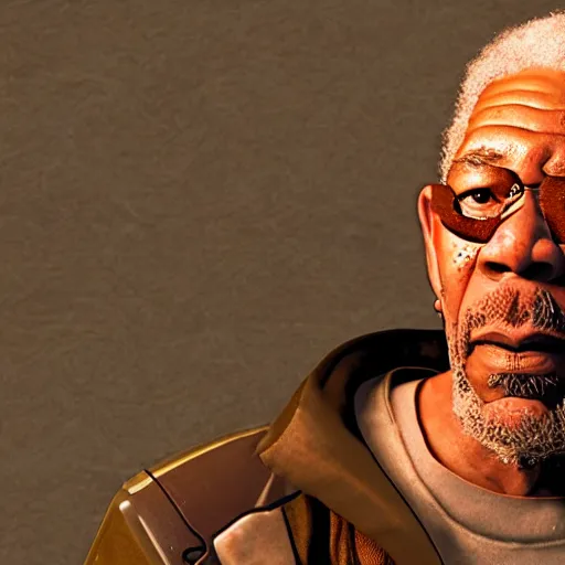 Prompt: morgan freeman as gordon freeman, half life alyx, backlighting, cinematic