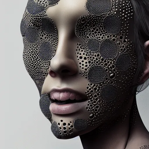 Image similar to trypophobia as a person, trending on artstation, artstation portrait!!!!!, cgsociety contest winner, 4 k photorealism, 4 k quality