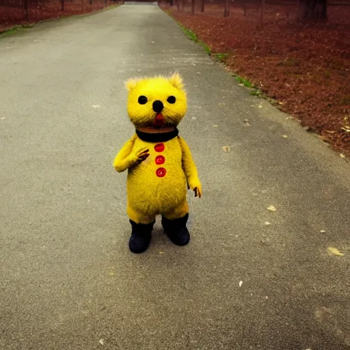 Prompt: Flat Eric talking a walk in Silent Hill