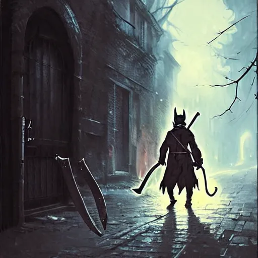 Prompt: pikachu in a back alley wielding a machete and a blunderbuss, art by greg rutkowski, in the style of bloodborne, intricate, elegant, highly detailed, smooth, sharp focus, artstation