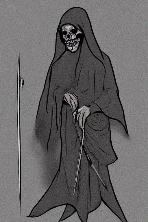 Prompt: Grim Reaper, concept art, coloured line art, minimalism, in the style of A. Shipwright, stylized, trending on artstation, artstationHD, artstationHQ, 4k, 8k, digital art