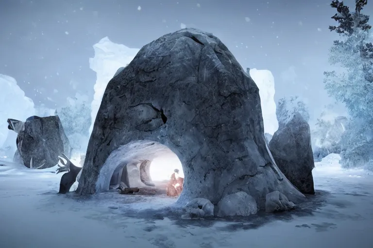 Image similar to the most amazing dream you ever had about black african hunters at arctic near an igloo, hyper realistic, ambient lighting, concept art, intricate, hyper detailed, smooth, dynamic volumetric lighting, octane, cinematic